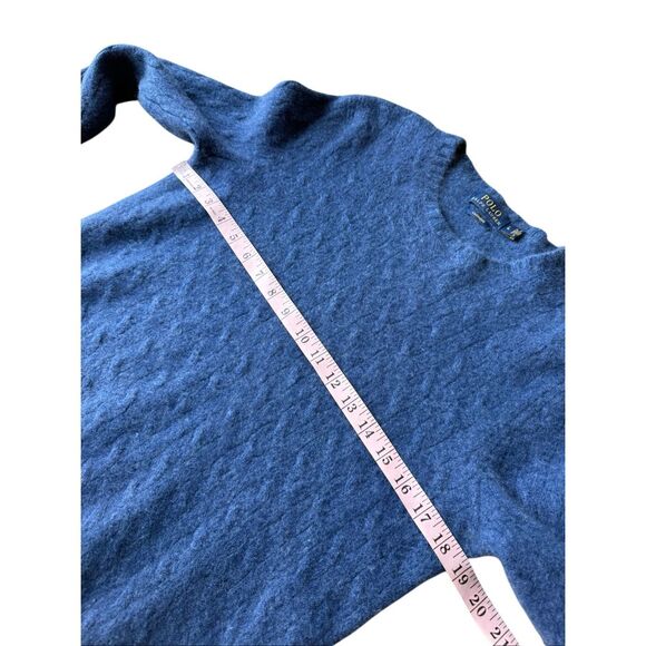 Polo Ralph Lauren Blue 100% Fuzzy Textured Cashmere Sweater Size L - Picture 8 of 9